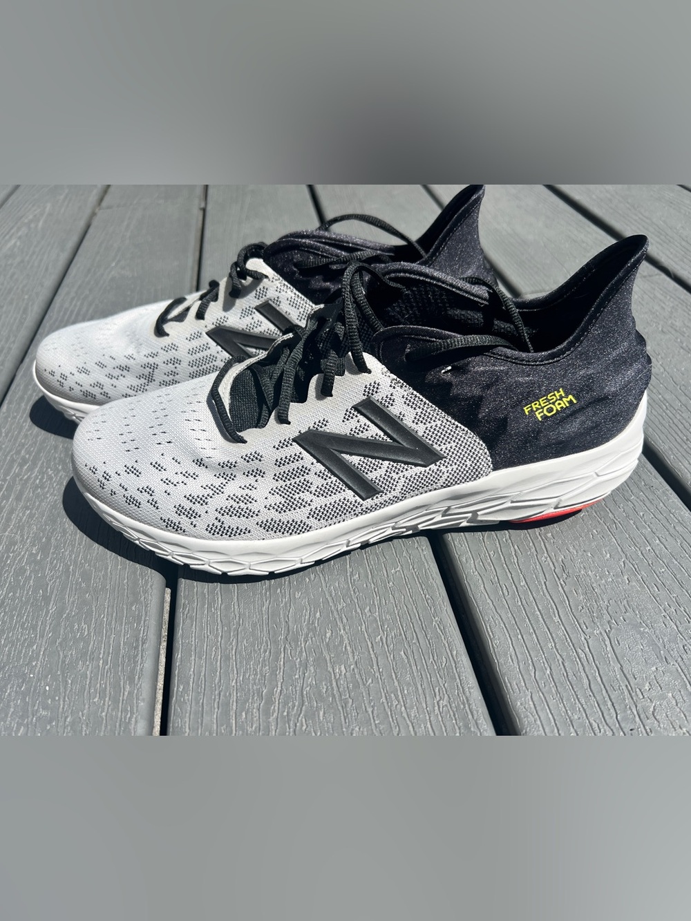 New Balance Men's White and Black Fresh Foam Athletic Sneakers
